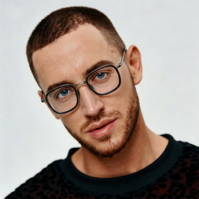 Designer Square Full-Rim Titanium Eyeglasses | Verhalovision