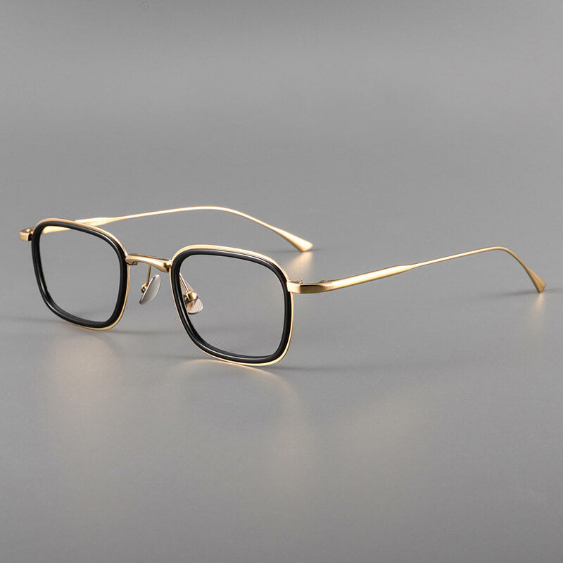  Gold Designer Square Full-Rim Titanium Eyeglasses | Verhalovision