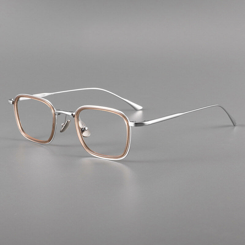 rose gold Designer Square Full-Rim Titanium Eyeglasses | Verhalovision