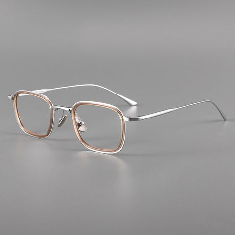 rose gold Designer Square Full-Rim Titanium Eyeglasses | Verhalovision