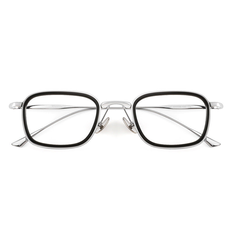 black-silver Designer Square Full-Rim Titanium Eyeglasses | Verhalovision