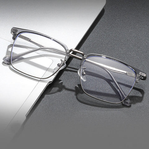  Square Browline Silver Full-Rim Metal Eyeglasses | Verhalovision