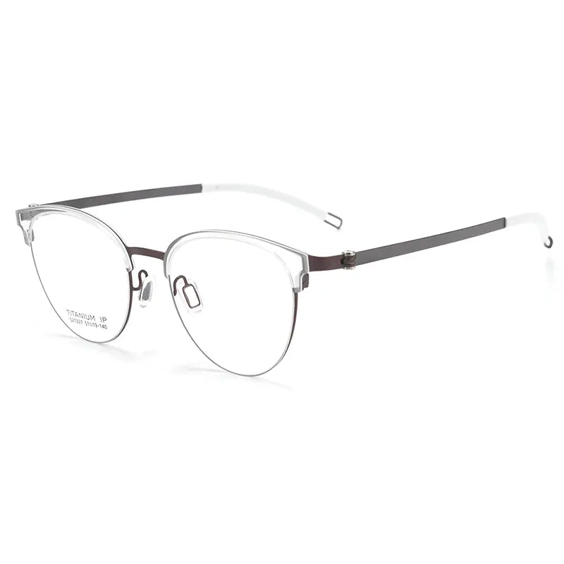 Purple Browline Round Full-Rim Pure Titanium Glasses | Verhalovision