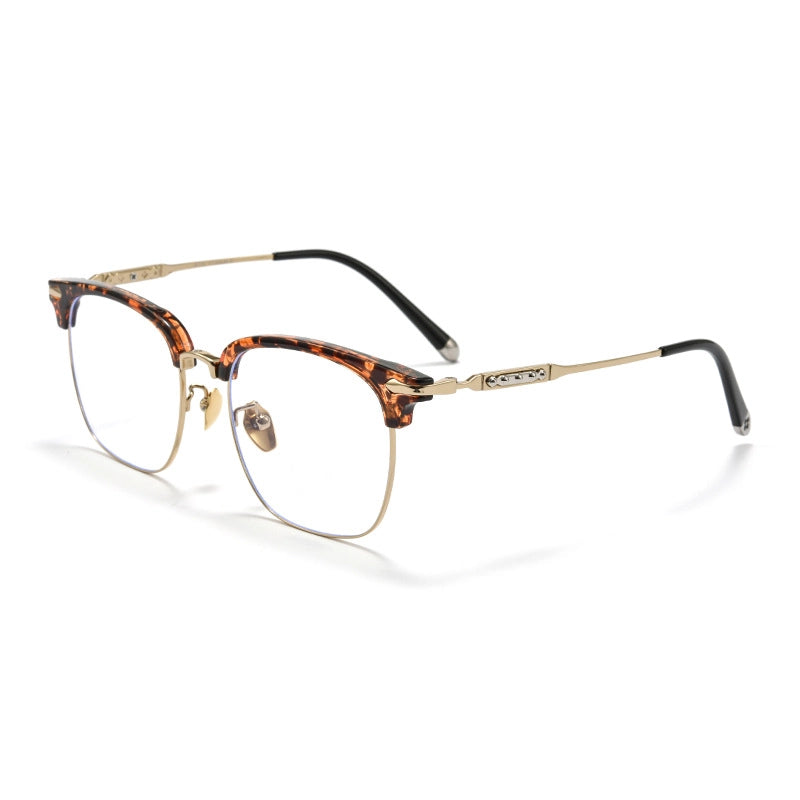 Tortoiseshell Browline Full-Rim Pure Titanium Glasses | Verhalovision